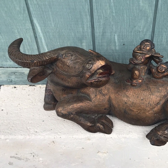 Scarce Antique Chinese Lucky Fengshui Buffalo Bull Figurine Sculpture Harvard - Picture 11 of 11